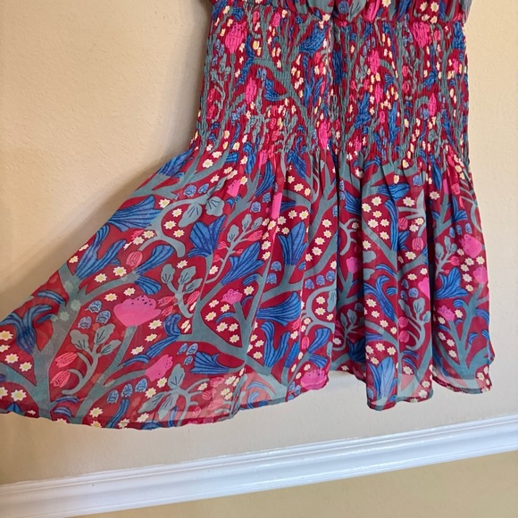 Entro Floral Print Multi Color Mini Dress with Ruffle Sleeves Size S Cottage - Picture 8 of 16